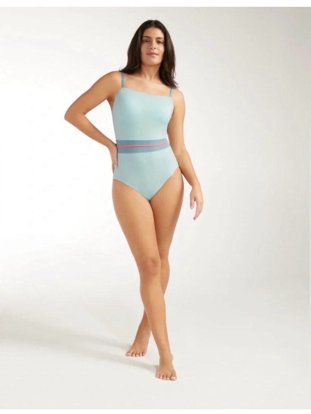 Hermoza Tua One Piece Swimsuit - Blue and Pink Striped